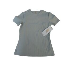 Rhone Modern Ribbed Tee Grey Mist XS Short Sleeve GoldFusion NEW Athleisure